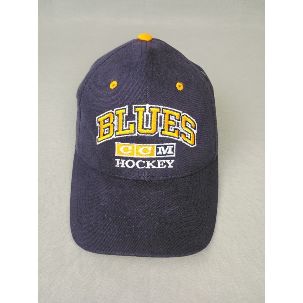 Vintage CCM St Louis Blues NHL Hockey Hat Navy Blue Yellow Adjustable Strapback